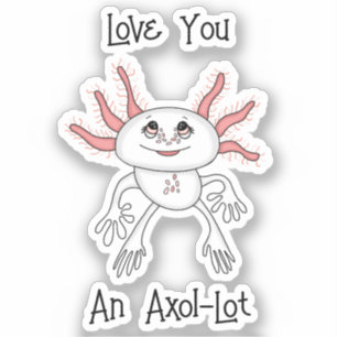 Adesivo Cartoon rosa e branco Axolotl