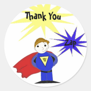 Adesivo Cartoon Super Herói Obrigado