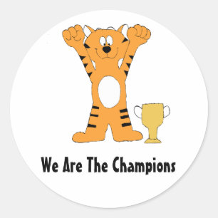 Adesivo Cartoon Tiger Champion Com Troféu