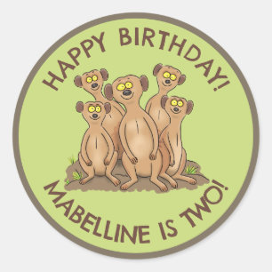 Adesivo Cartoons de aniversário personalizados de Meerkats