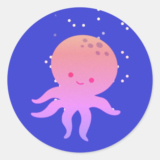 Adesivo Cartopo de Octopus de Bebê Cor-de-Rosa (Frente)