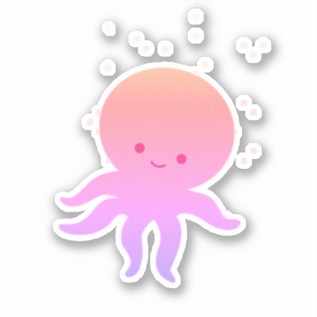 Adesivo Cartopo de Octopus de Bebê Cor-de-Rosa (Frente)