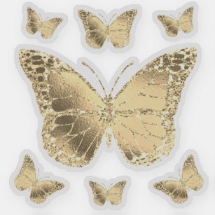 Adesivo cartucho de folha de ouro falso borboletas transpa