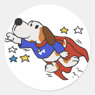 Adesivo Cartum de Super Cão escolher cor de fundo
