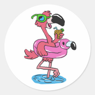 Adesivo Cartum de Verão Flamingo  escolher cor de fundo