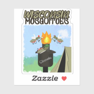 Adesivo Cartum de Wisconsin Mosquitos - Camping de Tiki