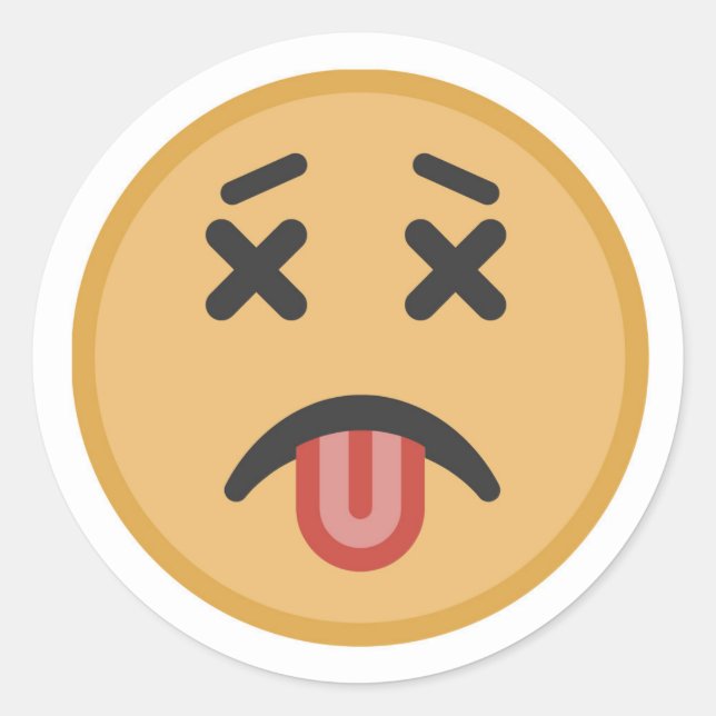 Adesivo Cartum Engraçado Morto Hangover Tongue Emoji (Frente)