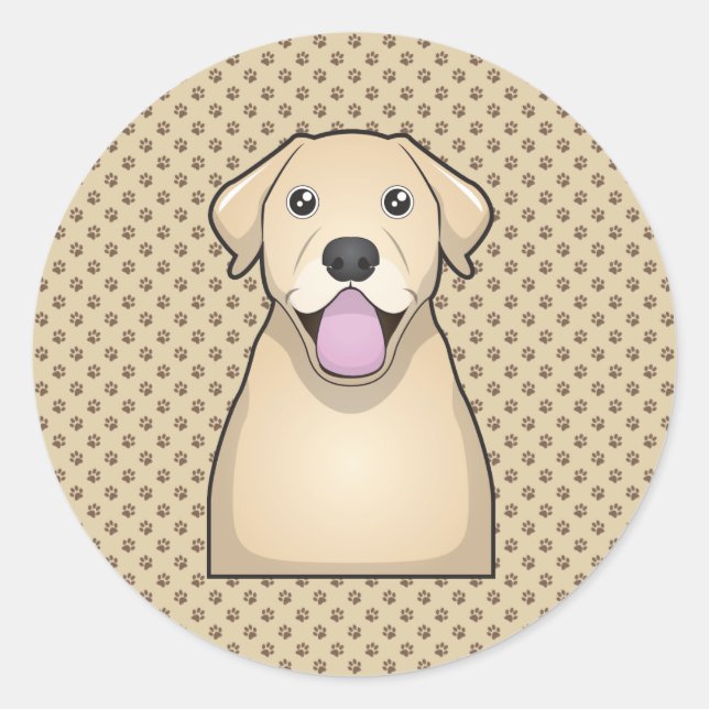 Adesivo Cartum Labrador Retriever Amarelo (Frente)