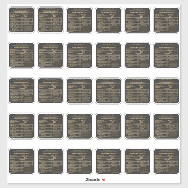 Adesivo Carvões E Rótulos Nutricionais Dourados De Mel (Folha)