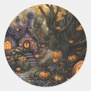 Adesivo Casa Adorável e Pumpkin do Halloween