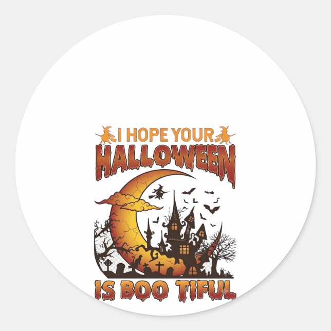Adesivo Casa Assombrada Boo Tiful de Halloween Lua Crescen (Frente)