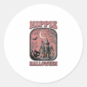 Adesivo Casa Assombrada de Gato de Halloween Hippie Design