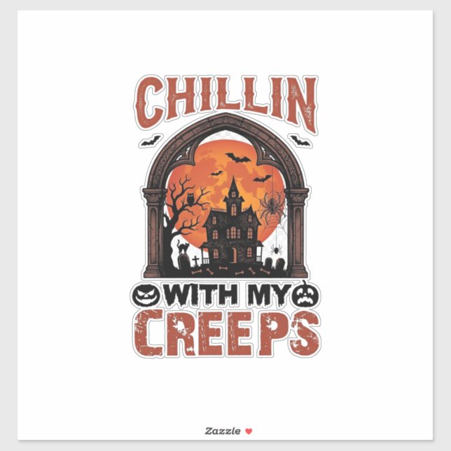 Adesivo Casa Assombrada do Chillin Creeps Halloween Lua La (Folha)