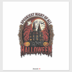 Adesivo Casa Assombrada Halloween Gravura Vintage Assustad