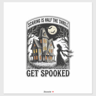 Adesivo Casa Assombrada Halloween Gravura Vintage Terror S