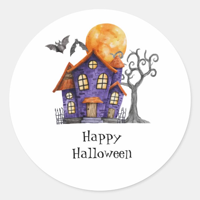 Adesivo Casa Assombrada Personalizada Feliz Halloween (Frente)
