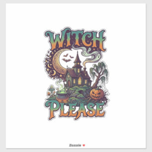 Adesivo Casa Assombrada Witch Please Cauldron Lua Crescent