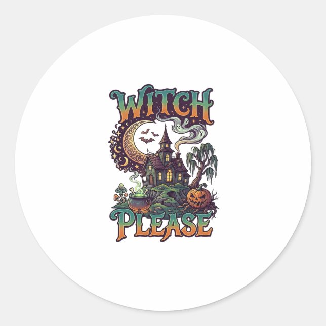 Adesivo Casa Assombrada Witch Please Cauldron Lua Crescent (Frente)