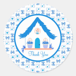 Adesivo Casa Azul Personalizada Obrigado Chá de fraldas