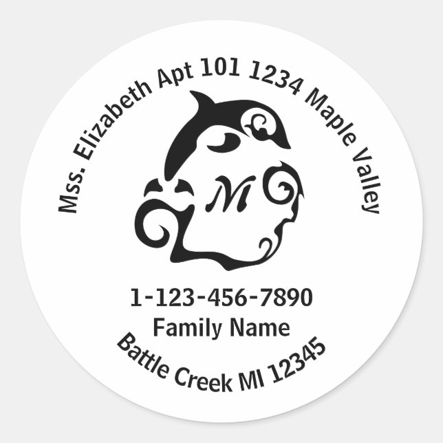 Adesivo Casa da Família Nadadora de Golfinhos Endereço Clá (Frente)