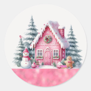 Adesivo Casa de Biscoito de Natal Rosa da Vila de Natal