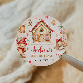 Adesivo Casa de Biscoito de Natal Vermelha Aniversário de