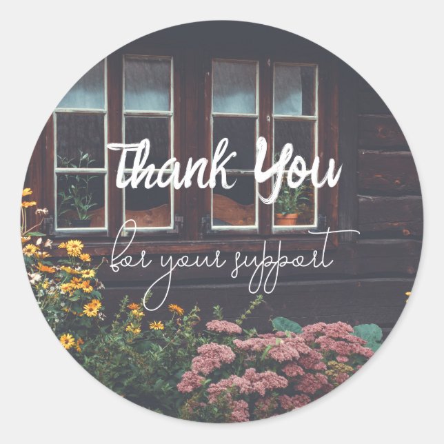 Adesivo Casa de campo com jardim rústico (Frente)