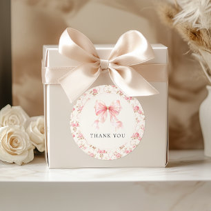 Adesivo Casa de Campo com Laço Rosa Floral Obrigado Baby S