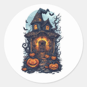 Adesivo Casa de Halloween Assombrada com Pumpkins - Spooky