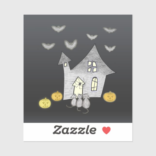 Adesivo Casa De Halloween, Gatos Pretos, Morcegos (Folha)