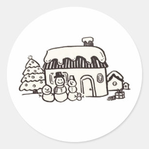 Adesivo Casa de Natal com boneco de neve