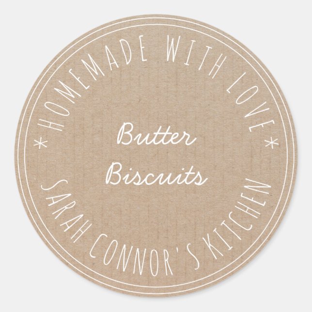 Adesivo Casa feita com amor Butter Biscuits Kraft (Frente)