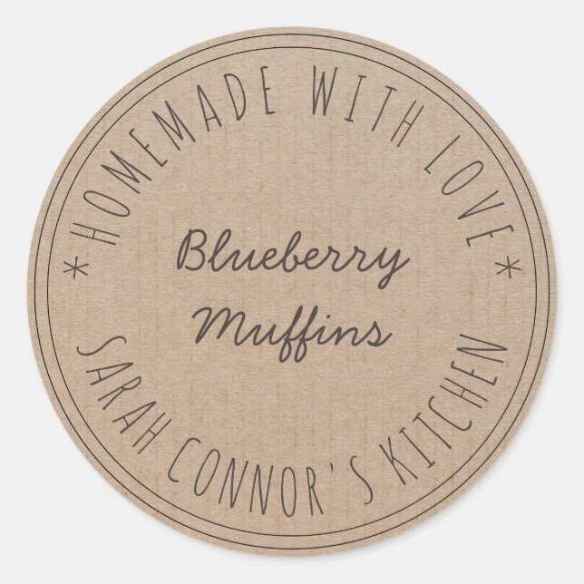 Adesivo Casa feita com amor Muffins Kraft Baking Kraft (Frente)