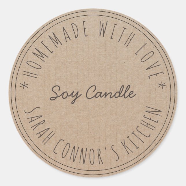 Adesivo Casa feita com amor Soy Candle Kraft Paper (Frente)