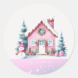 Adesivo Casa Gingerpão da vila de inverno rosa