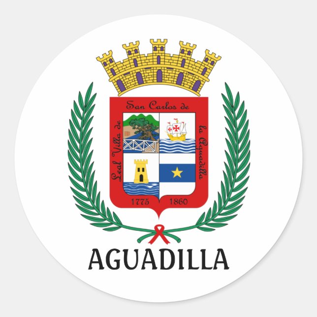 Adesivo Casaco de Armas da Aguadilla, Porto Rico (Frente)