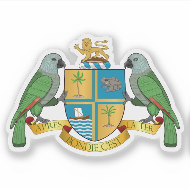 Adesivo Casaco de armas da Commonwealth da Domínica (Frente)