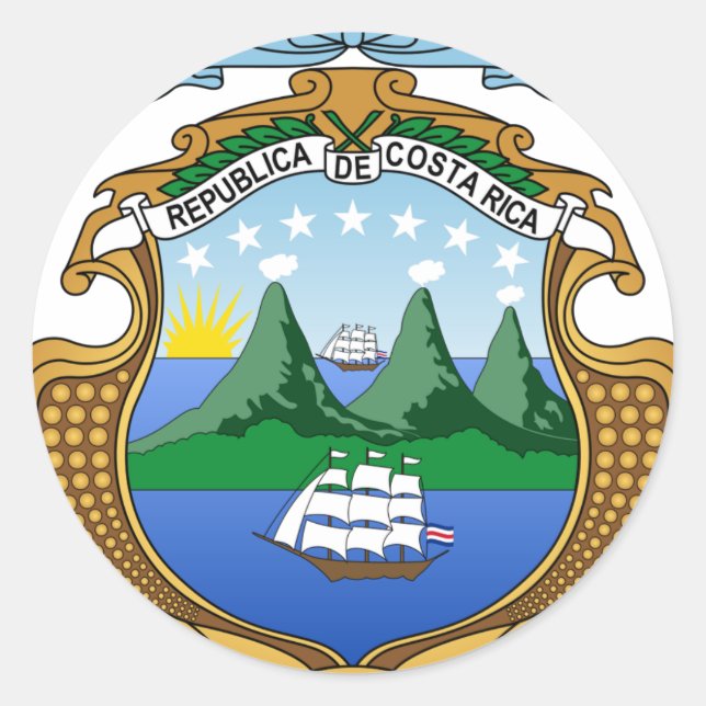 Adesivo Casaco de armas da Costa Rica - Escudo da Costa Ri (Frente)