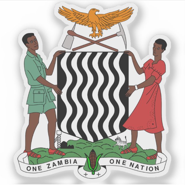 Adesivo Casaco de armas da República da Zâmbia (Frente)
