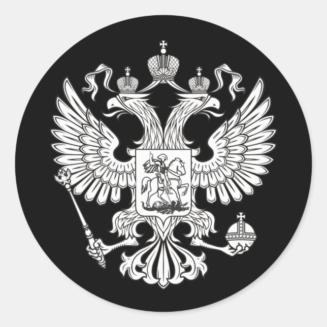 Adesivo Casaco de Armas da Rússia - versão branca (Frente)