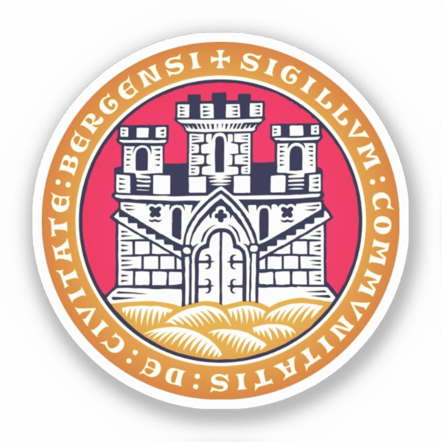 Adesivo Casaco de Armas de Bergen, Noruega (Frente)