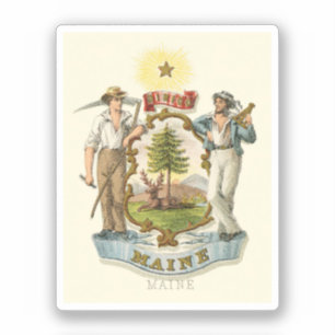 Adesivo Casaco de armas do estado do Maine (vintage 1870s)