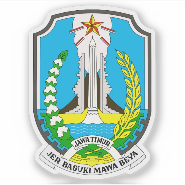 Adesivo Casaco de armas na província de East Java, Indonés (Frente)