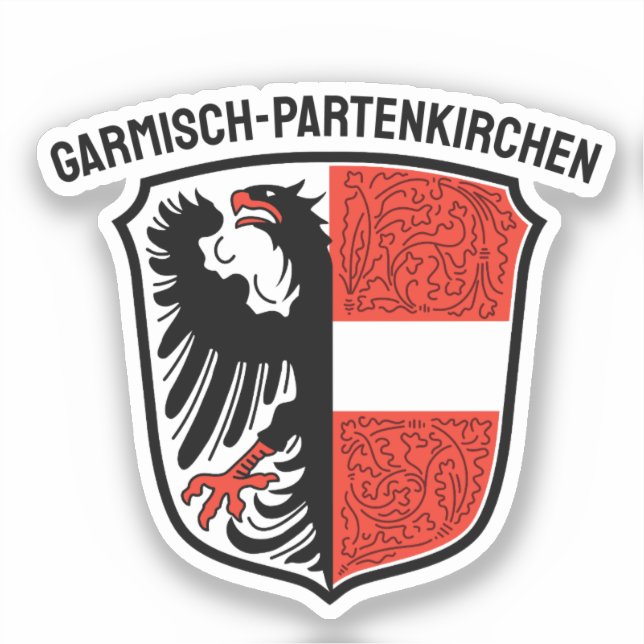 Adesivo Casaco de Braços de Garmisch-Partenkirchen, Aleman (Frente)