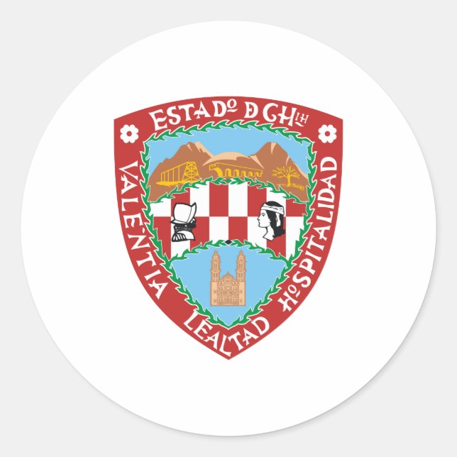 Adesivo Casaco oficial de armas de Chihuahua - Símbolo do  (Frente)