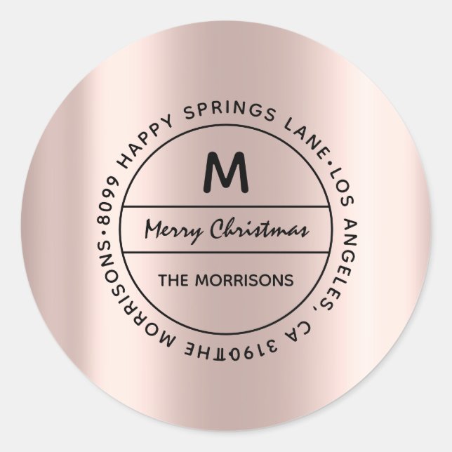 Adesivo Casado de endereço da família natalícia RSVP Monog (Frente)