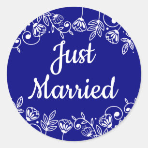 Adesivo Casados Floral Azul Marinho Flor de Casamento