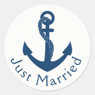 Adesivo Casados Náuticos Azul Âncora Casamento