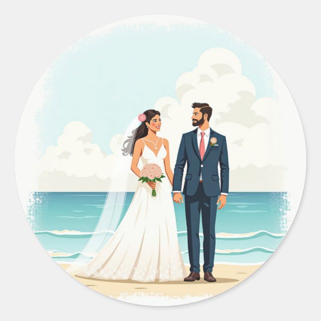 Adesivo Casais Beach Wedker Sticker (Frente)