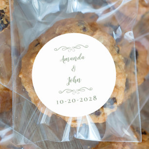 Adesivo Casais de Casamento Elegantes Nomes de Sábio Verde